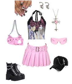 going out outfit Nightlife Outfit, Nightlife Outfits, Rave Fits, Belted Mini Skirt, Pink Belt, Pink Corset, Rave Fashion, Club Outfit, Rave Outfit