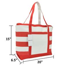 - FEATURES: 18 Oz. Heavy Duty Cotton, Zippered Main Compartment, Front Pocket. - SIZE: 23 inches (Length) x 15 inches (Width) x 6 inches (Depth). - DROP HANDLE (Extended) : 9 inches (Length) - MATERIAL: 18 Oz. Cotton - COLORS: Pink, Purple, Red, Navy Blue, Black, Royal Red, USA - CLOSURE: Zipper DALIX brings quality and convenience to complement your outings. Our Cotton Canvas tote is not only easy on the eyes, but it is also very durable with its 18 oz. quality material and stitching. In the ma Large Capacity Bucket Canvas Bag, Summer Cotton Shoulder Bag For Travel, Summer Canvas Rectangular Shoulder Bag, Cotton Beach Bag With Pockets For Travel, Cotton Beach Bag With Pockets, Cotton Tote Shoulder Bag For Beach Season, Canvas Beach Bag With Pockets For Daily Use, Summer Cotton Bags For Daily Use, Daily Use Canvas Beach Bag With Pockets