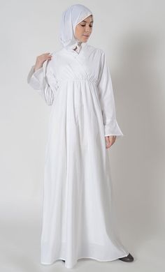 Cotton Hajj Umrah Abaya - EastEssence.com Abaya For Men, Umrah Abaya, Abaya Designs Dubai, White Abaya, Prayer Clothes, Hijab Fashion Summer, Casual Attire For Women, Outfit Collage, Knot Dress