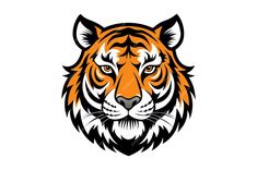 the head of a tiger on a white background