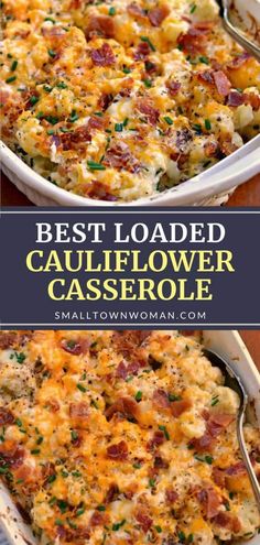 loaded cauliflower casserole with bacon and cheese