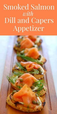 smoked salmon with dill and capers appetizer on toasted crackers