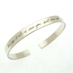 Custom Handwriting Bracelet. Sterling Silver by EngravedJewelry Handwritten Jewelry, Custom Engraved Bracelet, Handwriting Bracelet, Engraved Cuff, Signature Bracelet, Handwriting Jewelry, Mom Jewelry, Engraved Bracelet, Sterling Silver Cuff Bracelet