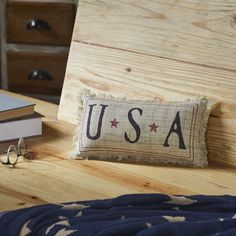 My Country USA Pillow 7x13 - The Village Country Store Khaki Color Palette, Rustic Americana, Vhc Brands, Linen Storage, Vintage Americana, Melting Candles, Cotton Pillow, Decorative Throws, Text Design