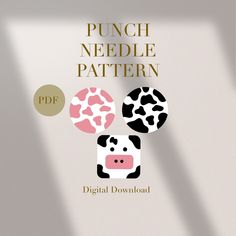 a book cover with an image of two cows and the words punch needle pattern on it