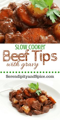 slow cooker beef tips with gravy is an easy and delicious side dish