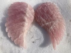 "This stunning pair is carved on the top and smooth on the back. Measures approximately 7\" tall and 5\" across and 1\" thick." Pink Angel Aesthetic, Van Doren, Aphrodite, Hot Springs, Angel Wings, Reiki, Rose Quartz, Angel