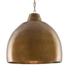 an antique brass finish hanging light fixture