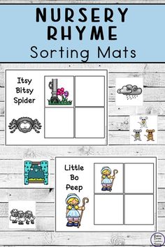 nursery phyme sorting mats with pictures and words to help students learn how to use them