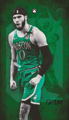 the boston basketball player in green jersey is standing with his hands on his hips and looking to