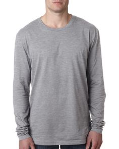 Men's Cotton Long-Sleeve Crew - HEATHER GRAY - S | Next Level Men's Cotton Long-Sleeve Crew T-Shirt in Heather Grey Size Small | combed ringspun cotton fine jersey Latest T Shirt, Crew Shirt, Work Shirts, Tshirts Online, Heather Gray, Sleeve Cotton, Long Sleeve Hoodie, Next Level, Shirt Online