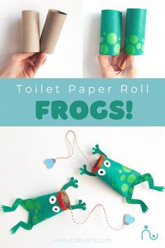 toilet paper roll frogs are fun for kids to make and they're super cute