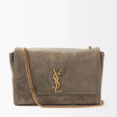 Saint Laurent Reversible Detachable Chain Strap, Ysl-Monogram Plaque A M Cassandre, Kate Bags, Rive Gauche, Saint Laurent Bag, Quilted Leather, Khaki Green, Chain Bags, Green Leather, Smooth Leather