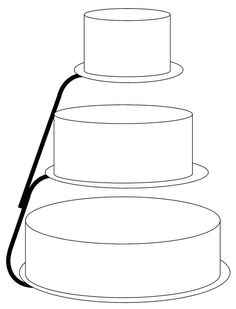 a three tiered cake is shown with a black and white outline on the bottom