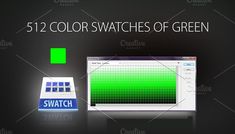 an image of a computer screen with the color swatches of green in front of it