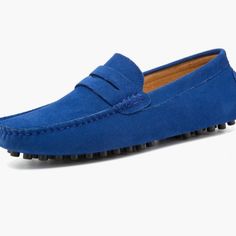 Mens Blue Suede Moccasin Loafers 11.5 New. New Without Box Super Comfy Blue Suede Moccasin Style Size 11.5 Classic Blue Slip-on Boat Shoes, Blue Slip-on Moccasins For Spring, Blue Slip-on Business Moccasins, Blue Slip-on Moccasins For Business, Blue Slip-on Moccasins, Spring Casual Blue Moccasins, Casual Blue Loafers With Round Toe, Blue Flat Slip-on Moccasins, Blue Slip-on Flat Moccasins