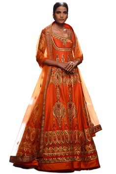 Orange color anarkali lehenga set Anarkali Bridal, Floor Length Anarkali, Anarkali Lehenga, Indian Lehenga Choli, Yellow Lehenga, Curated Outfit, Embroidered Anarkali, Designer Bridal Lehenga, Suit Collection