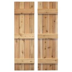 two wooden shutters are shown against a white background