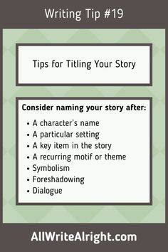 a poster with the words tips for writing your story and an image of a character's name