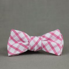 bubblegum pink windowpane self tie bow tie // Pink and white plaid bow tie  // pink gingham bow tie White Bow Tie For Spring, Classic Adjustable Pink Tie, Classic Spring Bow Ties, Classic Spring Bow Tie, Pink Bow Tie For Spring Formal Events, Pink Bow Tie For Spring Formal Occasions, Pink Bow Tie For Summer Formal Events, White Dapper Bow Tie For Summer, Adjustable Pink Bow Tie For Black Tie Events