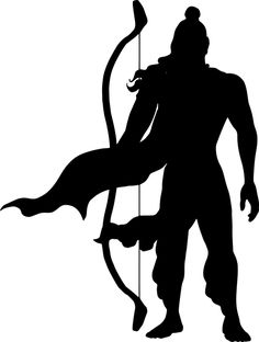 the silhouette of a man with a bow and arrow