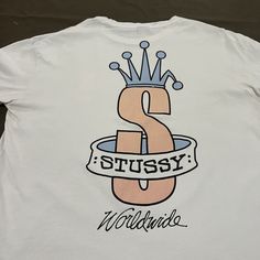 Vintage Vintage Stussy crown customade worldwide Tee Shirt | Grailed Stussy Design Shirt, Stussy Vintage Tee, Birthday Shopping List, Street Brands, Crown Logo, Crown Design