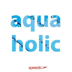 the words aqua holic are written in blue and white letters on a white background