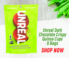 an unopened bag of unreall chocolate crispy quinoa cups and bags