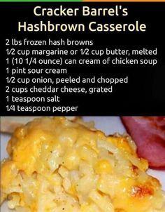 the recipe for cracker barrel's hashbrown casserole