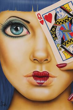 Queen Of Hearts by Scott Rohlfs Heart Pop Art, Heart Canvas Art, Art Beat, Pop Art Girl, Heart Canvas, Playing Card, Pics Art, Queen Of Hearts, Face Art