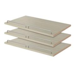 three wooden shelves are stacked on top of each other