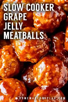 crock pot grape jelly meatballs with text overlay