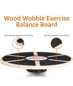 the wood wobble exercise balance board is shown with instructions for different positions and features