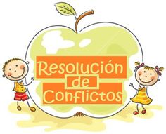 an apple with the words resolucion de conficios on it