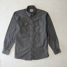 Wrangers Shirt Mens Large Button Up Gray Heavy Weight Rodeo Western Classic Long Sleeve Flannel Shirt With Button Closure, Gray Long Sleeve Shirt With Button Closure, Classic Winter Shirt With Snap Buttons, Large Buttons, Brands Outlet, Heavy Weight, Rodeo, Ebay Store, Casual Shirts