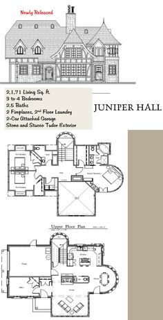 the floor plan for a home with two levels and three rooms, including an upper level bedroom