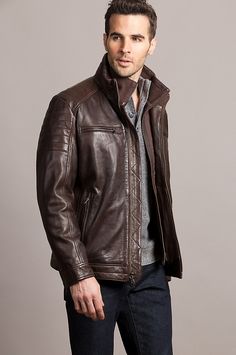 Image Classic Winter Leather Jacket With Zipper, Classic Leather Jacket With Zipper For Winter, Classic Leather Jacket With Zipper Closure For Winter, Rugged Leather Jacket With Zipper For Winter, Rugged Leather Jacket For Winter Biker Events, Rugged Leather Jacket For Biker Events In Winter, Brown Quilted Leather Jacket For Winter, Rugged Outerwear For Biker Events In Fall, Winter Leather Biker Jacket With Zipper