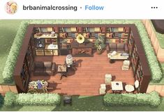 an aerial view of a living room and dining area in the game animal crossing 3d