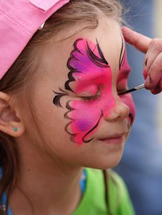 Create a carnival. Turn your preschool birthday party into a mini backyard carnival filled with all sorts of preschool birthday-party games. Set up activity stations for party guests to rotate through. School Carnival, Facepaint, A Butterfly, Face Painting, Face Paint, Birthday Parties, Carnival, Festival, Paint