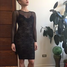 Nwot Super Slim Fit Black Lace Body Con Dress Lined With A Slip Model Is 5’8 34 27 39 Wears Size 4/6 Tag Says 4 But Fits Like A 2 Fitted Mini Dress With Sheer Back For Spring, Fitted Mini Dress With Sheer Back For Cocktail, Fitted Long Sleeve Dress With Sheer Back, Cocktail Mini Dress With Sheer Back, Fitted Mini Dress With Sheer Back For Date Night, Date Night Fitted Mini Dress With Sheer Back, Sheer Fitted Mini Dress For Date Night, Sheer Fitted Bodycon Dress For Date Night, Chic Fitted Sheer Mini Dress