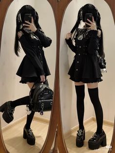 Menhara Fashion, Casual Jirai Kei, Dark Girly Kei, Goth Lolli Style, Gurokawaii Fashion, Japanese Goth Fashion, Overdressed Outfits