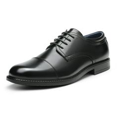 For a look that never goes out of style, this dress shoe is a wardrobe staple for modern gentleman.This oxford come with a very comfortable, latex cushioned footbed. Choose from a variety of classic colors for an elegant look for all occasions.The Bruno Marc mens shoes are proficient on male feet structure and know exactly whats needed to make them comfortable when out walking on every single day. Size: 9.  Color: Black.  Age Group: adult. Formal Black Shoes, Formal Dress Shoes, Oxford Heels, Oxford Shoes Men, Oxford Dress, Wide Shoes, Modern Gentleman, Wooden Heel, Dress Shoe