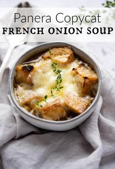 panera copycat french onion soup in a bowl