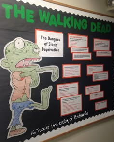 a bulletin board with information about the dangers of sleep