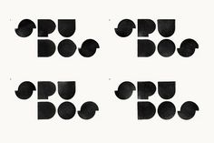 four different type of black and white letters with circles on the letter b, c, d