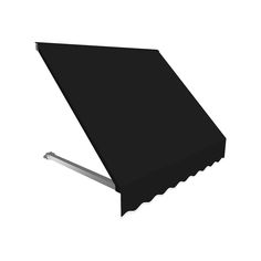 a black awning on top of a white wall