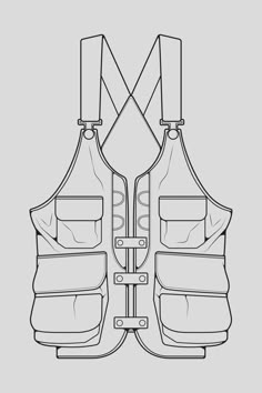 a drawing of a life vest with two straps on the front and one in the back