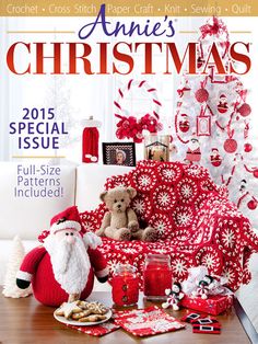 the cover of annie's christmas 2013 special issue, featuring santas and other holiday decorations