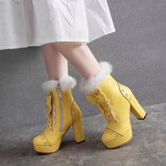 Cute Lolita Colorful Boots PN3519 ●Size:please see the picture. ●Heel Hight:about 11cm. ●Material:PU (Please allow 1-3cm differs due to manual measurement.As different computers display colors differently,the color of the actual may vary slightly from the above images.Thanks for your understanding.) ●About Shipping: We attach great importance to the orders of each customer and parcel delivery. 1.Processing time: 2-3 business days. 2.Shipping time: 10-15 business days to US, please allow 3-4 weeks shipping to other country.(Shipping times can be affected by variable customs clearance times or public holidays.) Ankle Boots High Heel, Boots High, Platform Ankle Boots, Boot Pumps, Rabbit Fur, Spring Shoes, Ergonomic Design, Kawaii Fashion, Platform Shoes