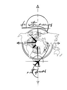 a black and white drawing of a compass with the words, we will always travel